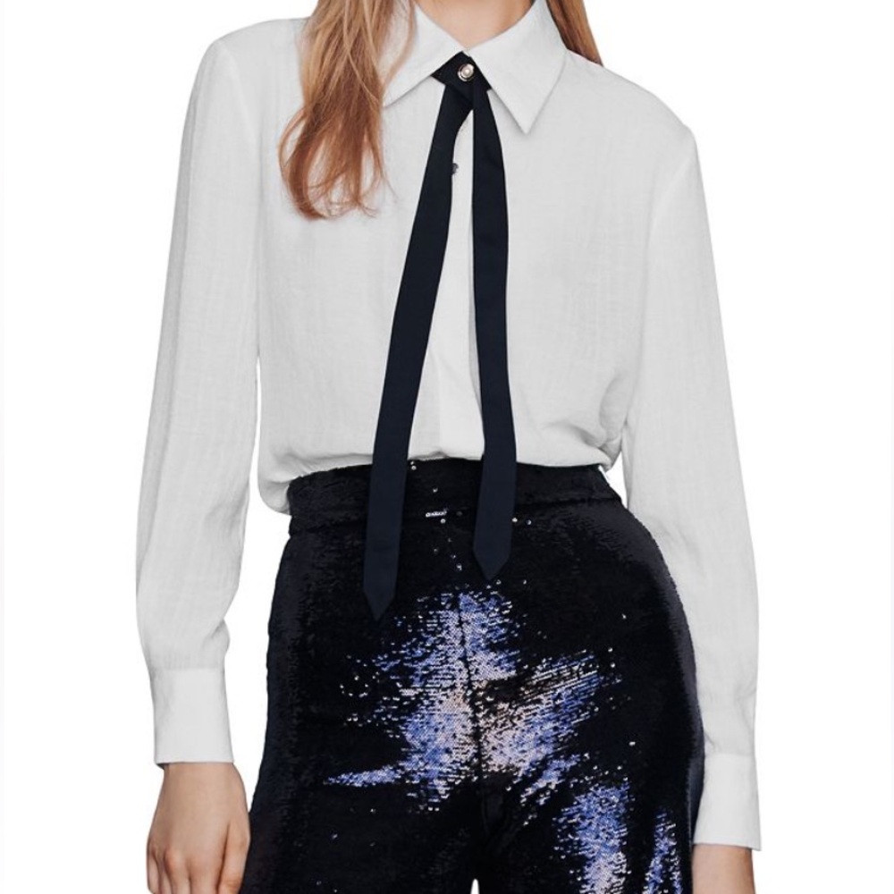 Charline Contrast Ribbon Shirt Maje